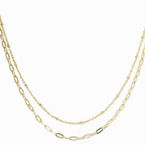 Dainty Layered Link Necklace Set