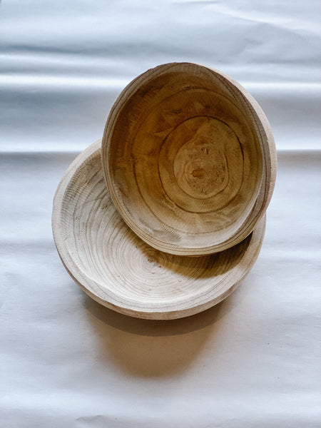 Set of 2 Natural Wood Nesting Bowls