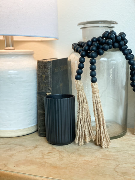 Black Ribbed Ceramic Candle | Harvest Spice Scent