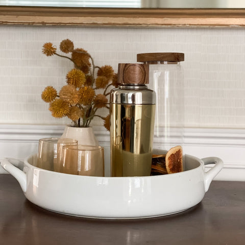 Gold Cocktail Shaker with Wood Top