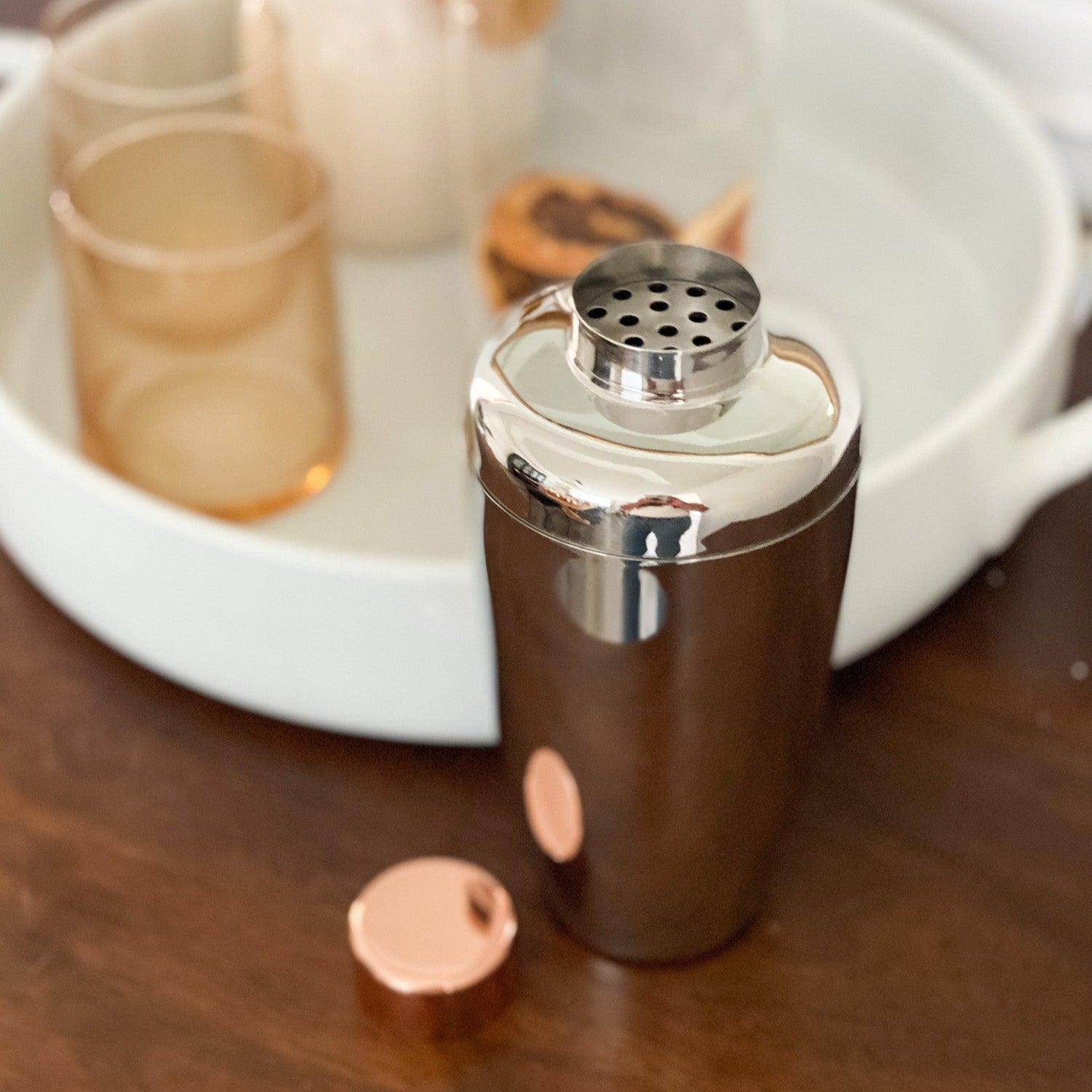 Cocktail Shaker with Copper Lid