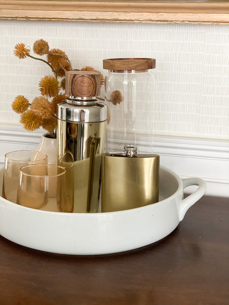 Gold Cocktail Shaker with Wood Top