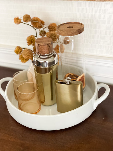 Gold Cocktail Shaker with Wood Top