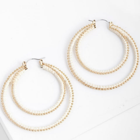 Raffia Wrapped Double Hoop Earrings