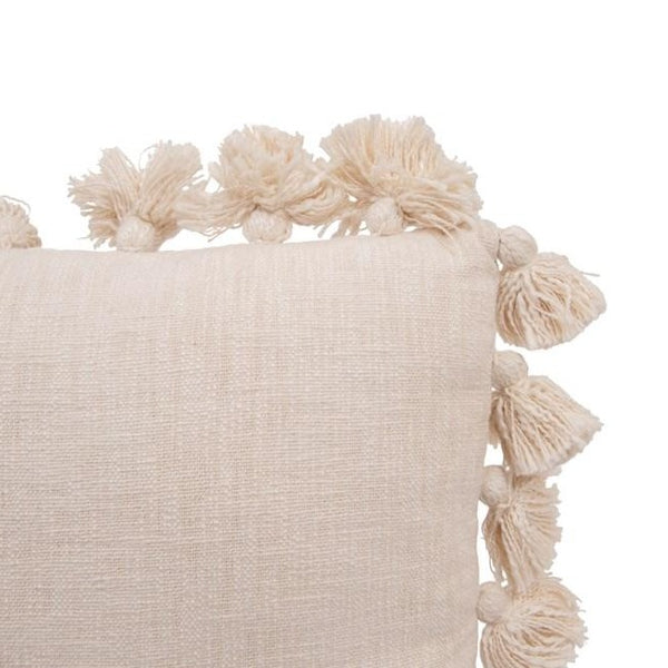 18" Square Cotton Tassel Pillow