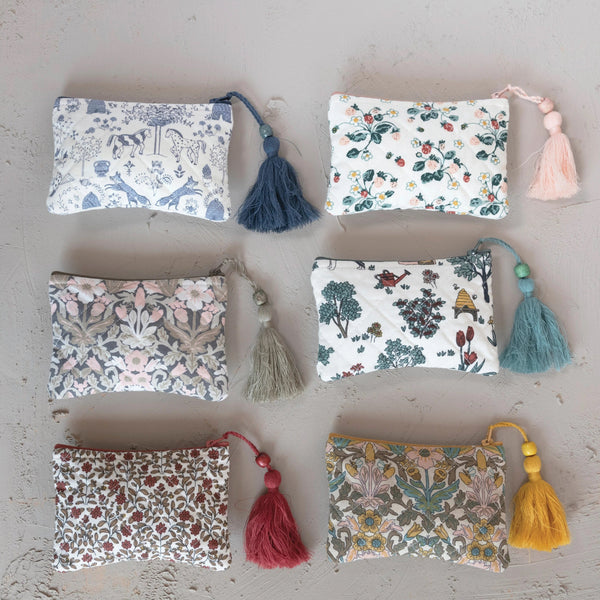 Vintage Quilted Cotton Zipper Pouches